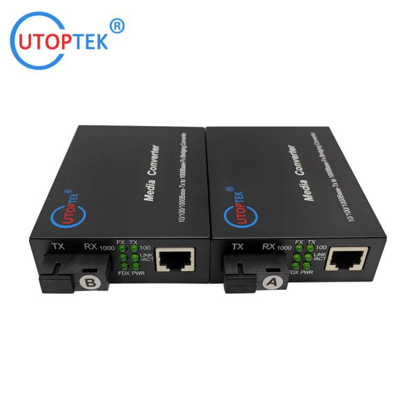 10/100/1000Mbps SM Bidi 20km Fiber media converter 1310/1550nm with DC5V power
