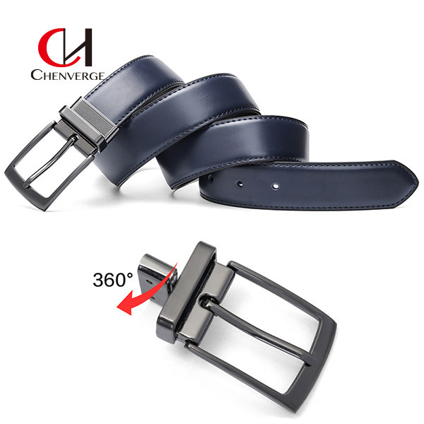 Wearable Leather Men'S Business Belt With Reversible Buckle