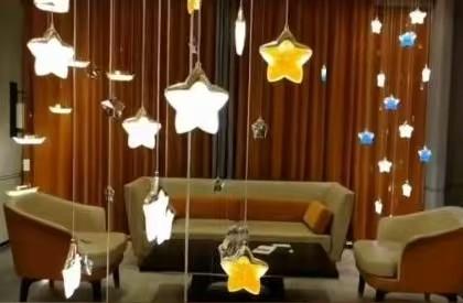 Antique glass star moon starry sky pendant lamp bedroom bedside lamp staircase