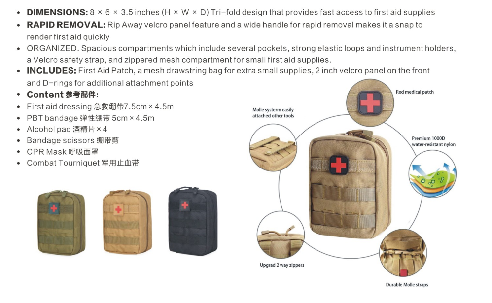 Tactical EMT Medical First Aid Bag Emergency Survival Bag IFAK Pouch