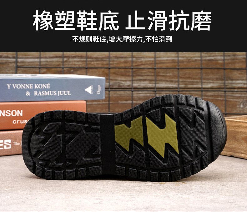 Steel Toe Mid-cut Pigskin And Flying Knit Safety Boots For OEM Security Work