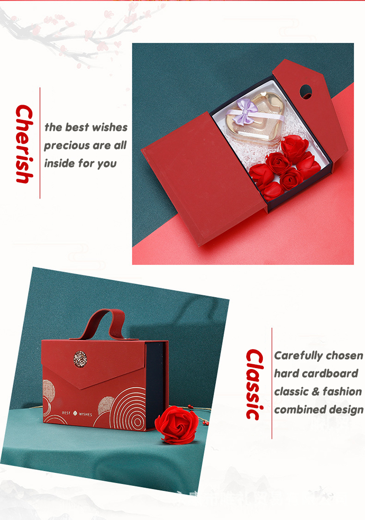 Cardboard Paper Wedding Gift Box Packaging With Magnetic Folding With PU Handle
