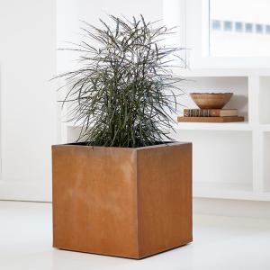 China Outdoor Antique Rectangular Weathering Steel Planters Silver Color factory