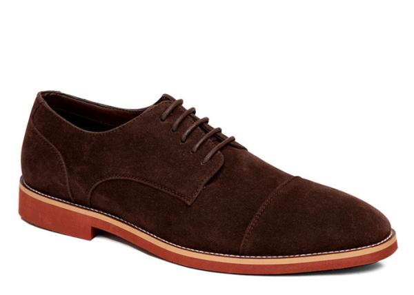 Adult Breathable Flats Lace Up Casual Shoes , Round Toe Brown Suede Driving