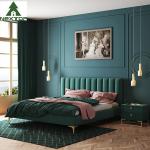 Custom Size Wooden Double Bed Queen Platform King Size Fabric Bed Hotel Bedroom