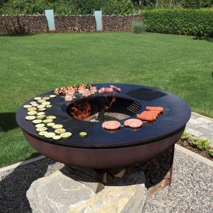 China Corten Steel KD Outdoor BBQ Fire Pit Round Pre Rusted factory