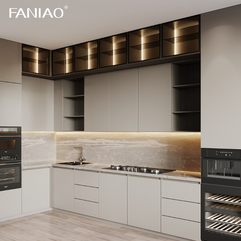 Modern Modular Designs White Shaker Kitchen Storage Furniture White Melamine Cupboard Fashion Wooden Kitchen Cabinets
