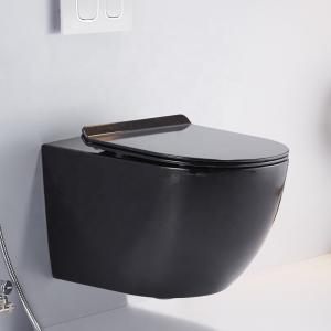 China One Piece American Standard Wall Hung Toilet Matt Black Wc Soft Close Seat factory