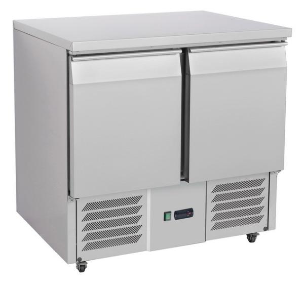 R134a Refrigerated Saladette Counter AISI304 Stainless Steel 2 Door Saladette