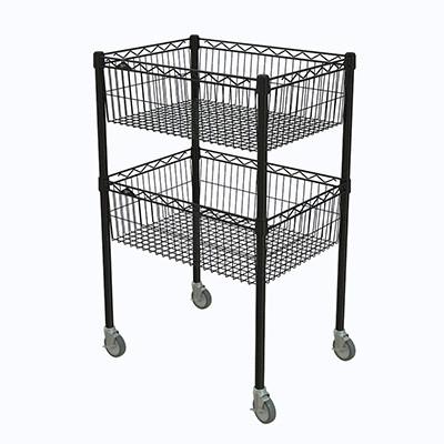 NSF Approval 2 Layers Commercial Black Kitchen Wire Metal Storage Baskets