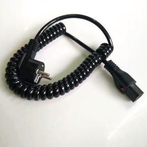 China European 3pin black spring power cord 0.5m-10m copper power cable with lock free sample factory