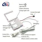 110V 240VAC Double keys Bathroom Led lighting Single/Three color On/Off Dimmer