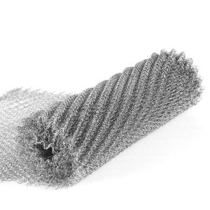 China Double Wires Woven Stainless Steel Knitted Mesh 99% Filter Rating Liquid Filter Elements factory