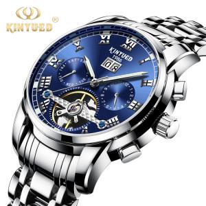 China Wind Up Waterproof Mechanical Watch Elegant Appearance Blue Dial factory