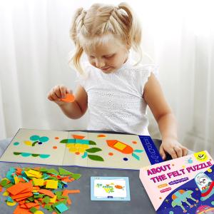 China EN71-1 Felt Flower Stickers Puzzle Game , Geometric Jigsaw Puzzle For Toddler Kids factory