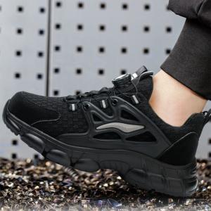 China BOA Button Black Microfiber Safety Shoes For Industrial Work In Rubber Material factory