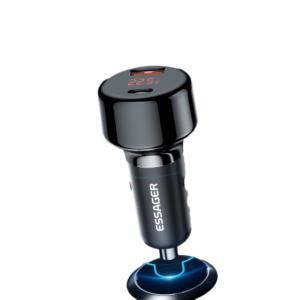 China Torch Intelligent Digital Display Car Chargers USB A Type C PD QC 3.0 65W Fast Car Charging factory