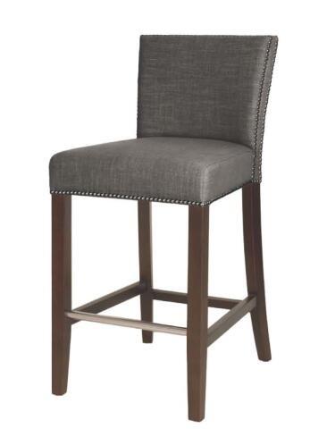 American styleSolid wood frame Grey linen fabric upholstery wooden barstool