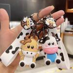 Personalized 3D Silicone Cow Animal Keyrings Pendant Keychain for Purse and