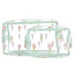 Zipper Ice Cream Print PVC Cosmetic Toiletry Bag