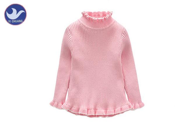Ribs Knitting Cute Little Girl Sweaters Turtle Layer Ruffle Edges Winter Base
