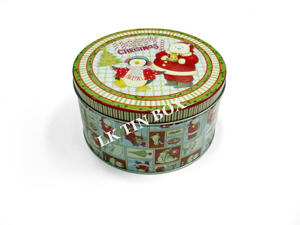Metal Cylinder Round Tin Box For Chrismas Holiday And Halloween Candy Packaging