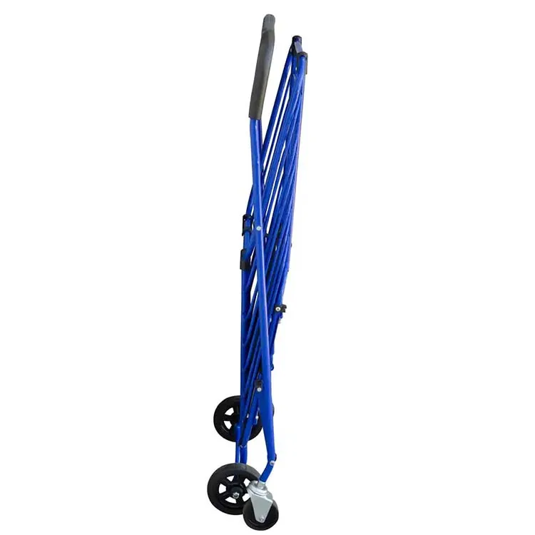Portable Steel Blue Shopping Cart Wagon Shopping Basket with Accessory Basket