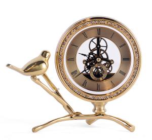 China Office Gold Copper Clock Sculpture Decorative Art Craft factory