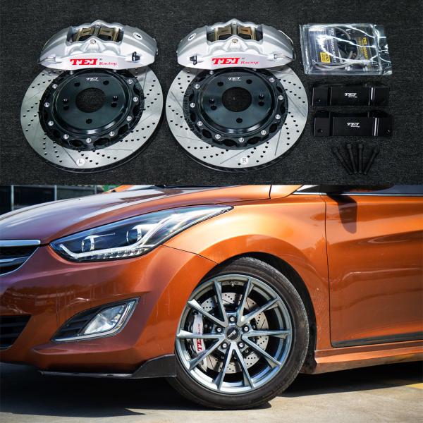 China 4 Piston Racing Caliper Hyudnai big Brake Kit 355*32 MM High Carbon Disc Racing And Brake Pads For ELANTRA 18 Inch Rim factory