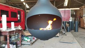 China Sphere hanging fireplace custom open real fire designer new wood burning factory