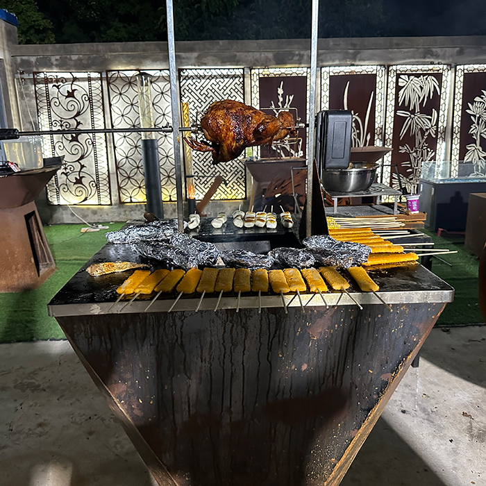 camping steel bbq grill with rack