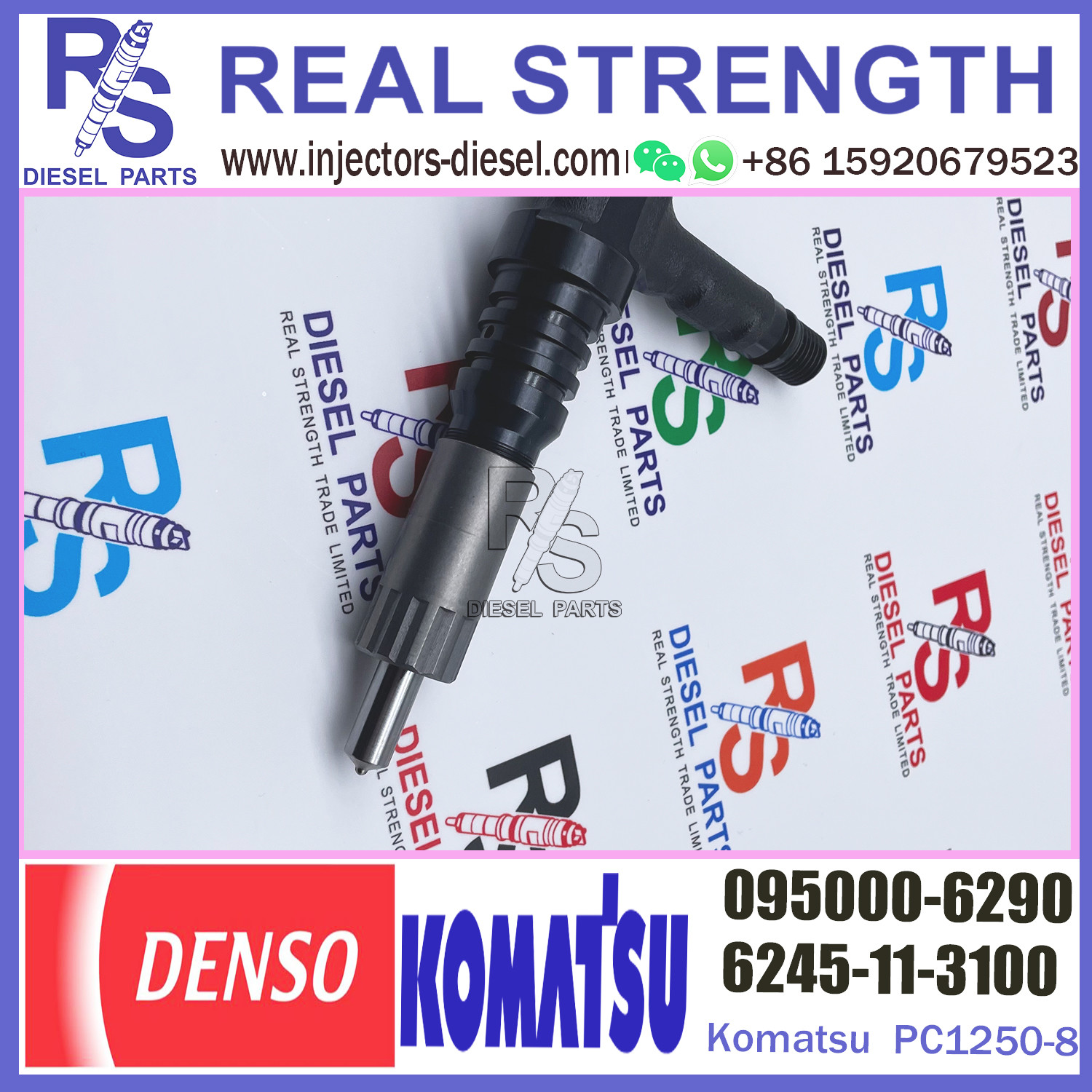PC1250-8 WA600 Excavator Engine Fuel Injector 6245-11-3100 095000-6290 For Komatsu