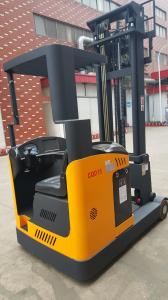 China Narrow Aisle Seated Electric Pallet Stacker Reach Type Yellow Color factory