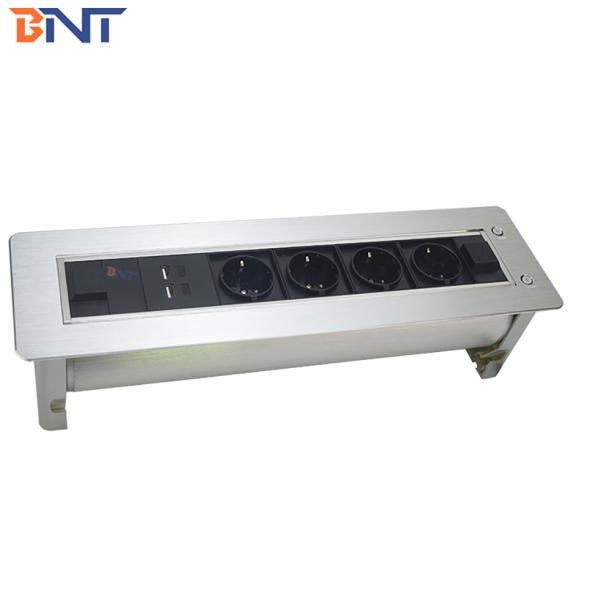 Office 2 pin round EU power hidden table mount socket outlet with usb charger