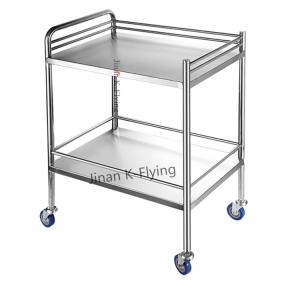 China SUS Two Shelves Movable Medical Trolley Cart Portable factory
