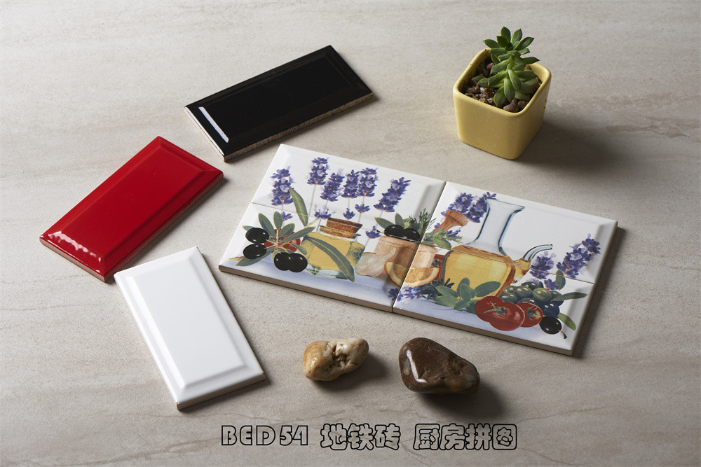 A Scene Of Harvest ,SGS White Body Glossy 7.5x15.2cm Subway Porcelain Wall Tiles For Home Embellishment And Dining Room