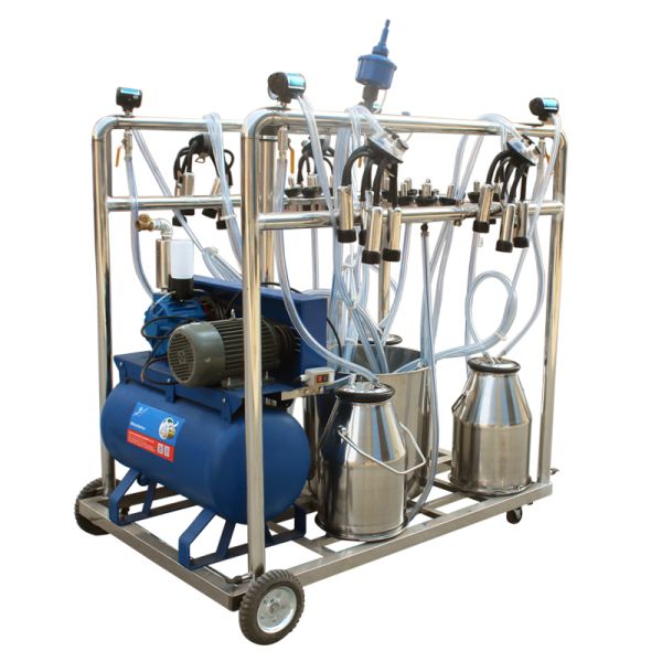 China Four Bucket Mobile Vacuum Pump Milking Machine with 60:40 Pulsation Ratio and 380V-50Hz Power for Cows factory