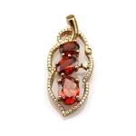 925 Silver Jewelry Amethyat CZ Diamonds Leaf ShapeThree Stones Pendant (PSJ0382)