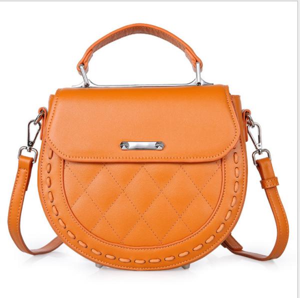 Genuine Leather Bag Fashion Handdags Rhombus Lattice Stitching Round Cross-body