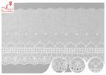 White Cotton Lace Fabric / Eyelet Lace Trim Ribbon With Floral Lace Scalloped