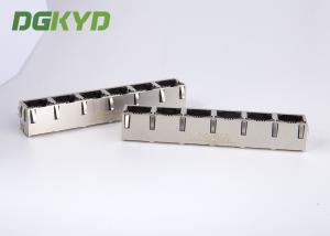 China EMI Tabs 6 port ganged rj45 ethernet connector 8p8c tab up factory