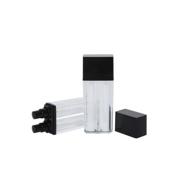 15ml / 15ml Empty PP Black Airless Lotion Cream Pump Acrylic Double Wall 2 Tubes