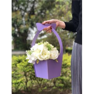 Rose Bouquet Packaging Boxes Foldable Hanging Florist With Handle Fresh Custom