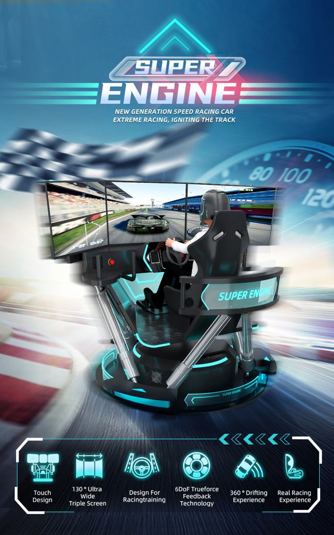 Car Racing Simulator Driving Game Machine 6 Dof Motion Platform F1 Racing Simulator With 3 Screen