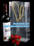 Handle Wine Bottle Paper Bags With Two Side Logo,transparent wine gift pp bag,