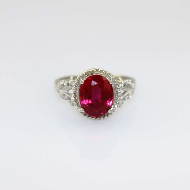 Gemstone Jewelry 8mmx10mm Ruby Cubic Zirconia 925 Silver Ring (R74)