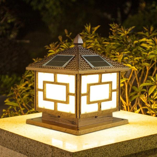 6V 9W Led Solar Fence Post Lights Garden Outdoor Traditional Square