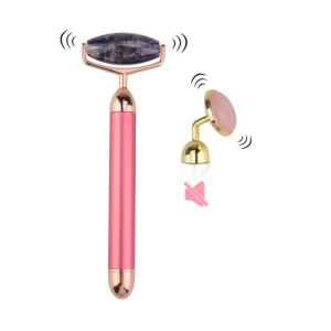 China Tightening Quartz Stone Massage Vibrating Crystal Face Roller Detachable factory