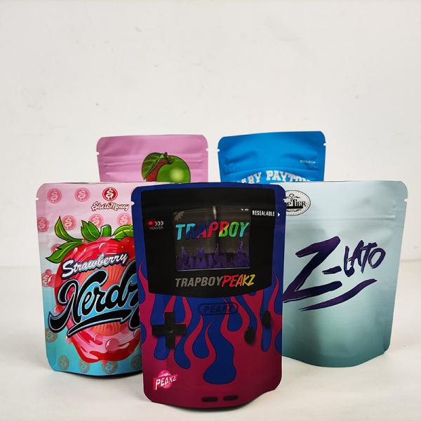 China Custom 3.5g Soft Touch Edible Smell Proof Mylar Bag Plastic Stand Up Packaging Bags factory
