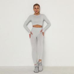 Women′s Seamless Breathable Long Sleeve Yoga Sportswear Sport Suit Clothes Gym
